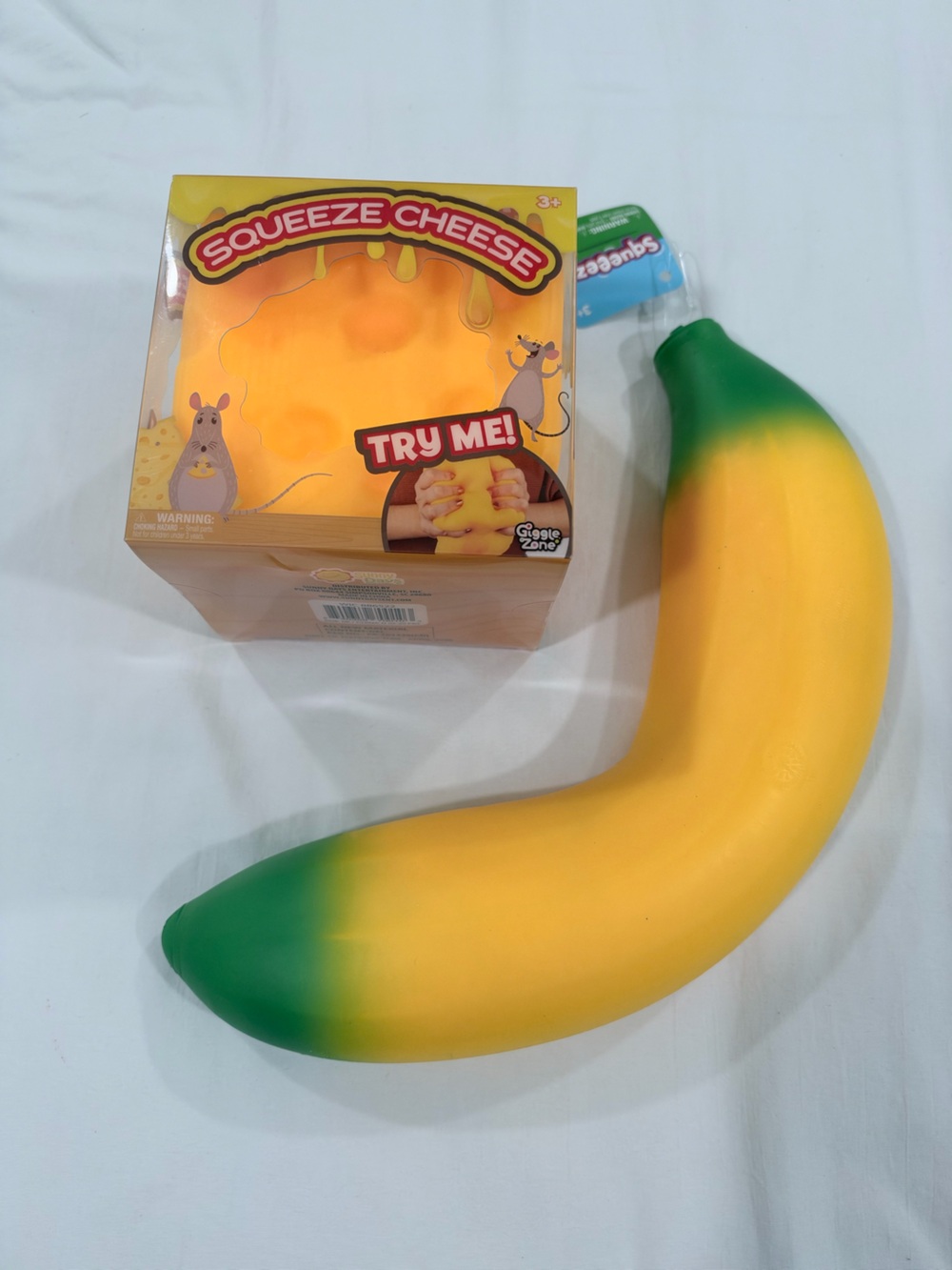 Cheese and Giant Banana Squeeze Toy - Yellow/Green